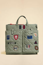 Green multi-patch quilted bag - Image n°1