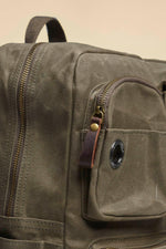Military-style backpack in khaki cotton canvas - Image n°6
