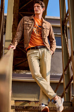 Suede leather bomber jacket with metal emblem - Image n°9