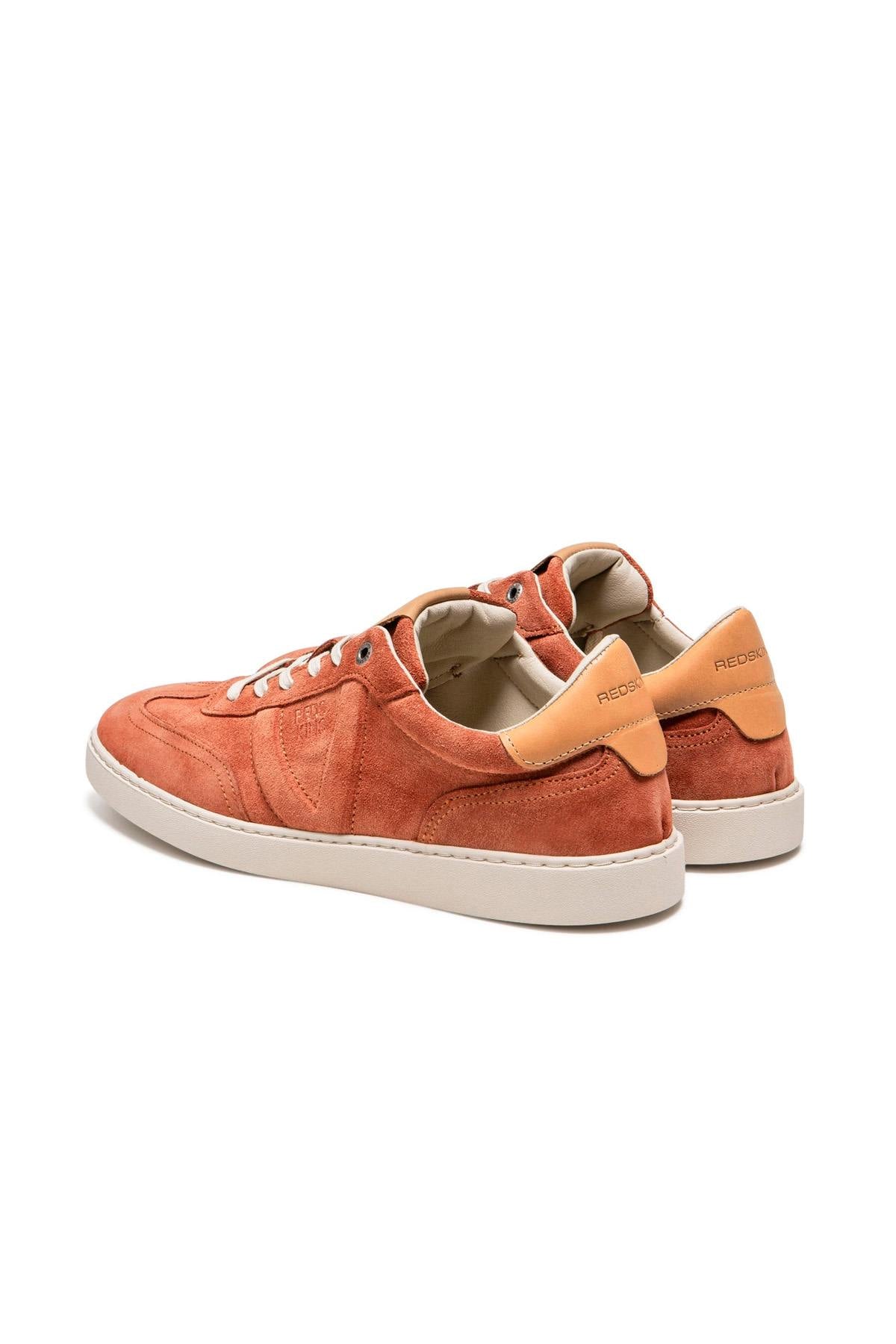 Low-top sneakers in brick-colored suede leather - Image n°2