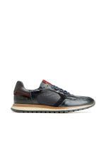 Chestnut navy blue leather sneakers - Image n°3