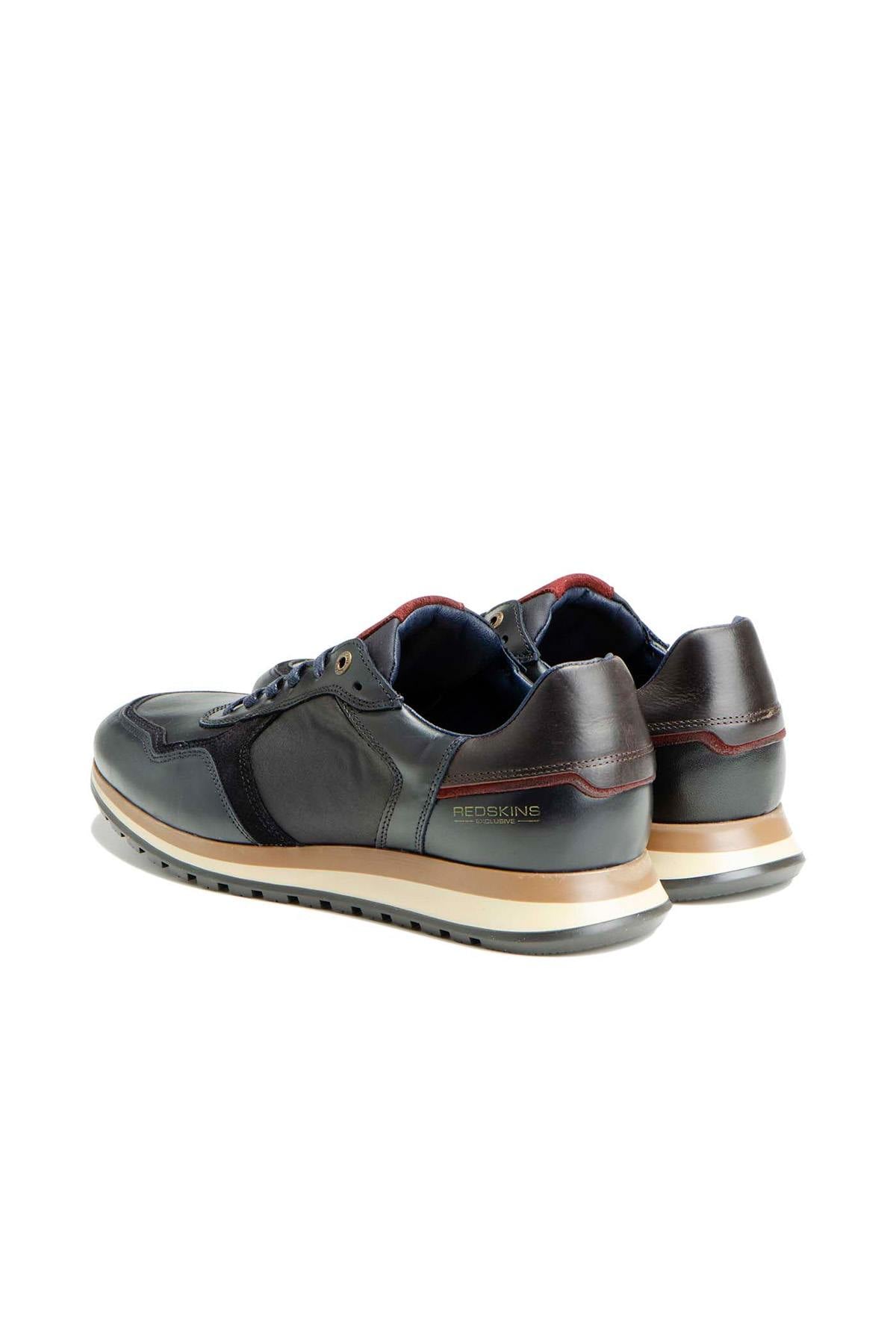 Chestnut navy blue leather sneakers - Image n°2