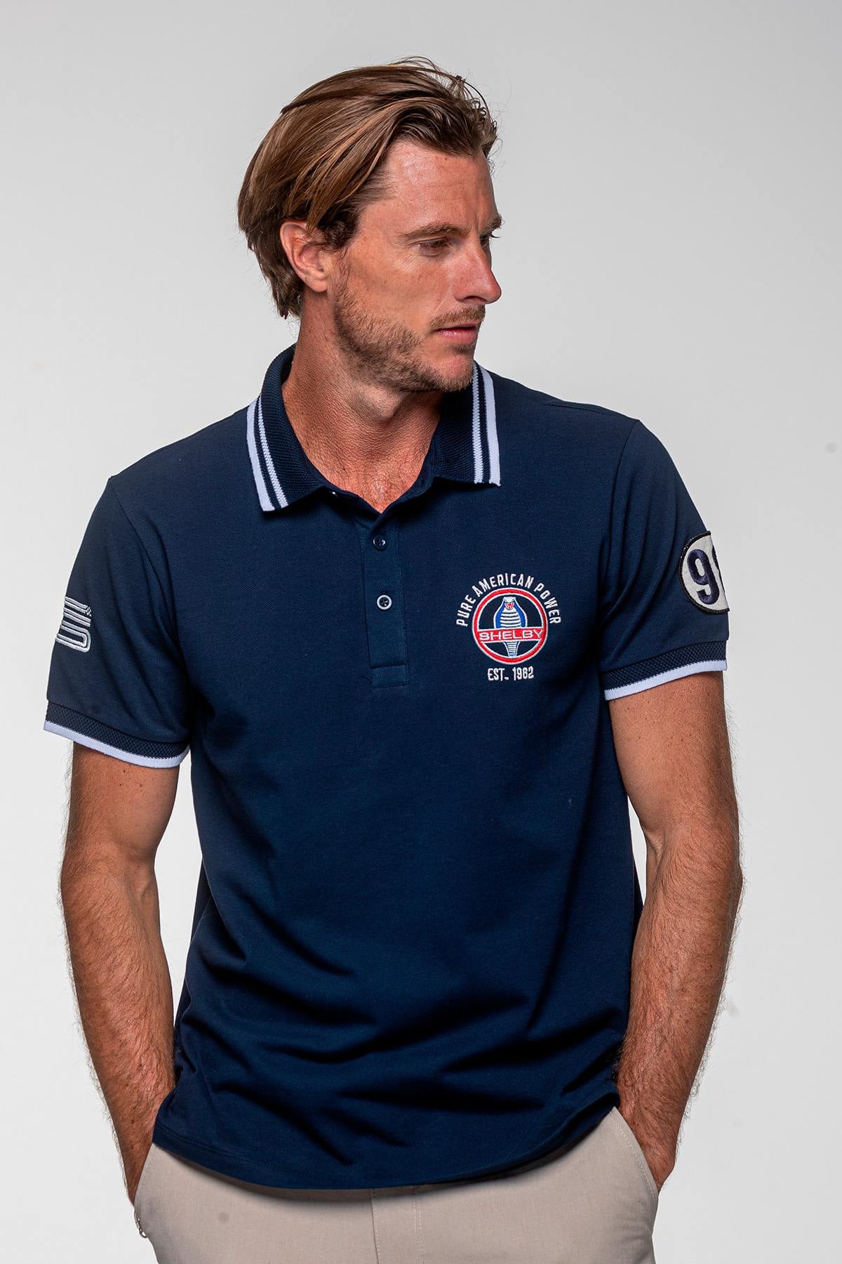 Shelby polo shirt in navy blue cotton - Image n°4