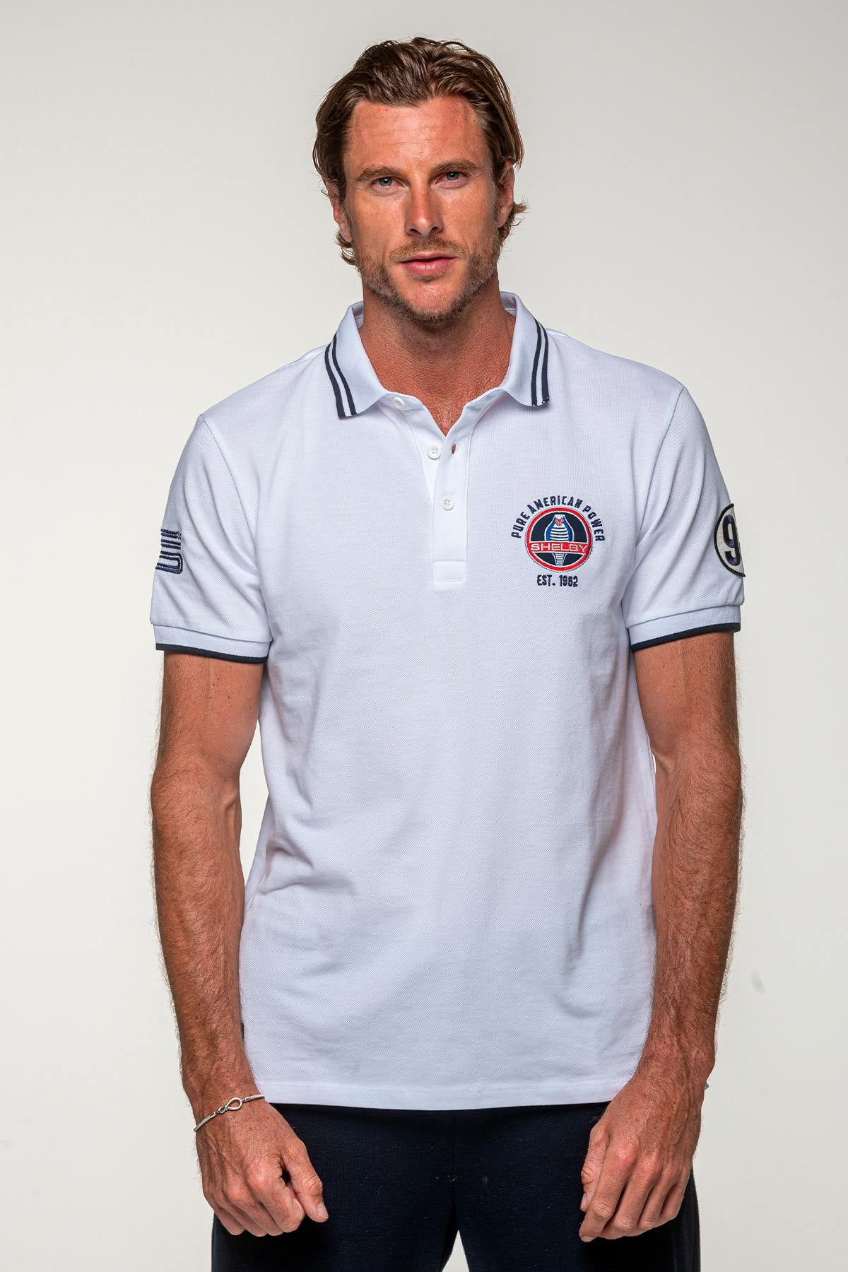 Shelby polo shirt in white cotton - Image n°1