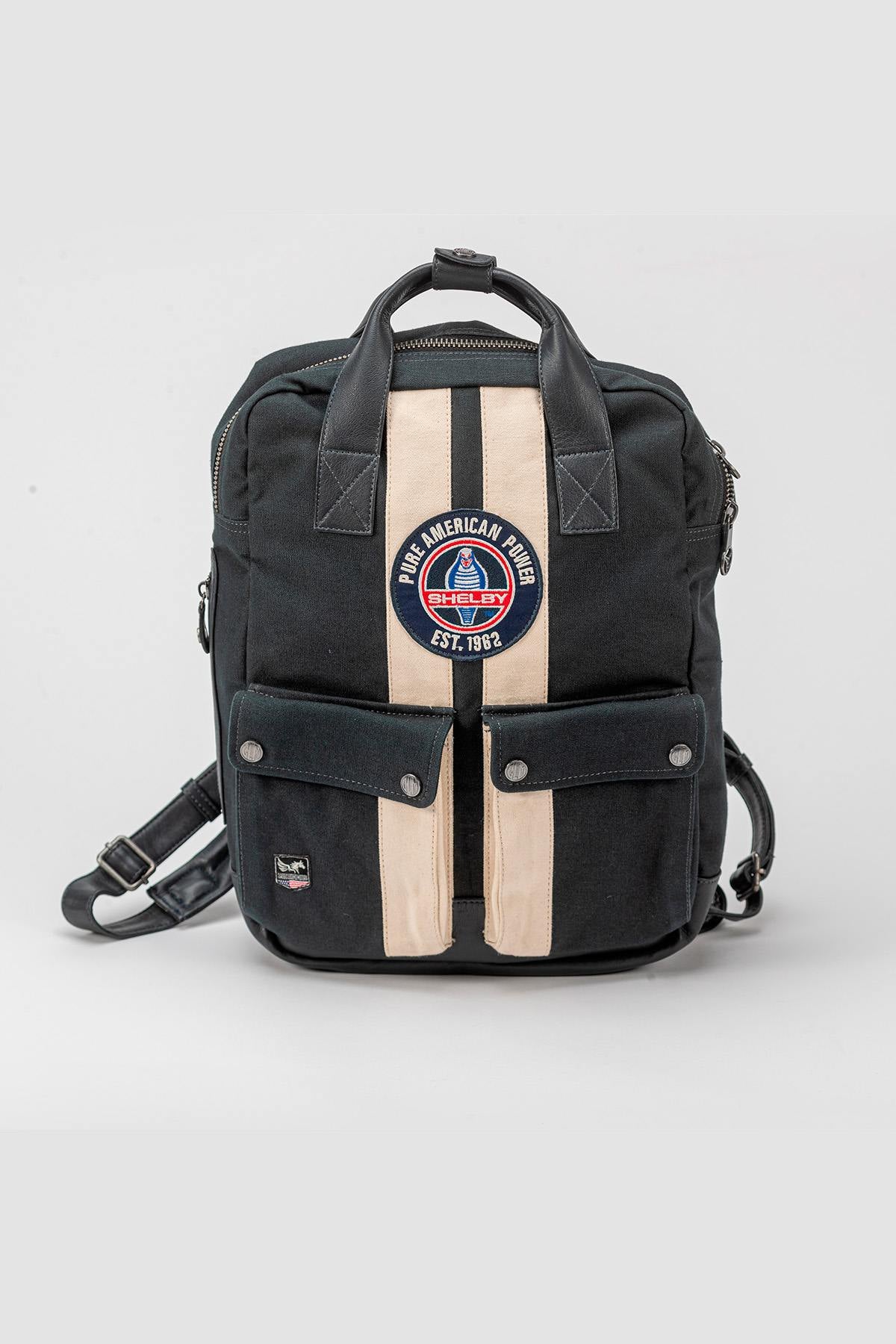 Shelby navy blue canvas backpack - Image n°2