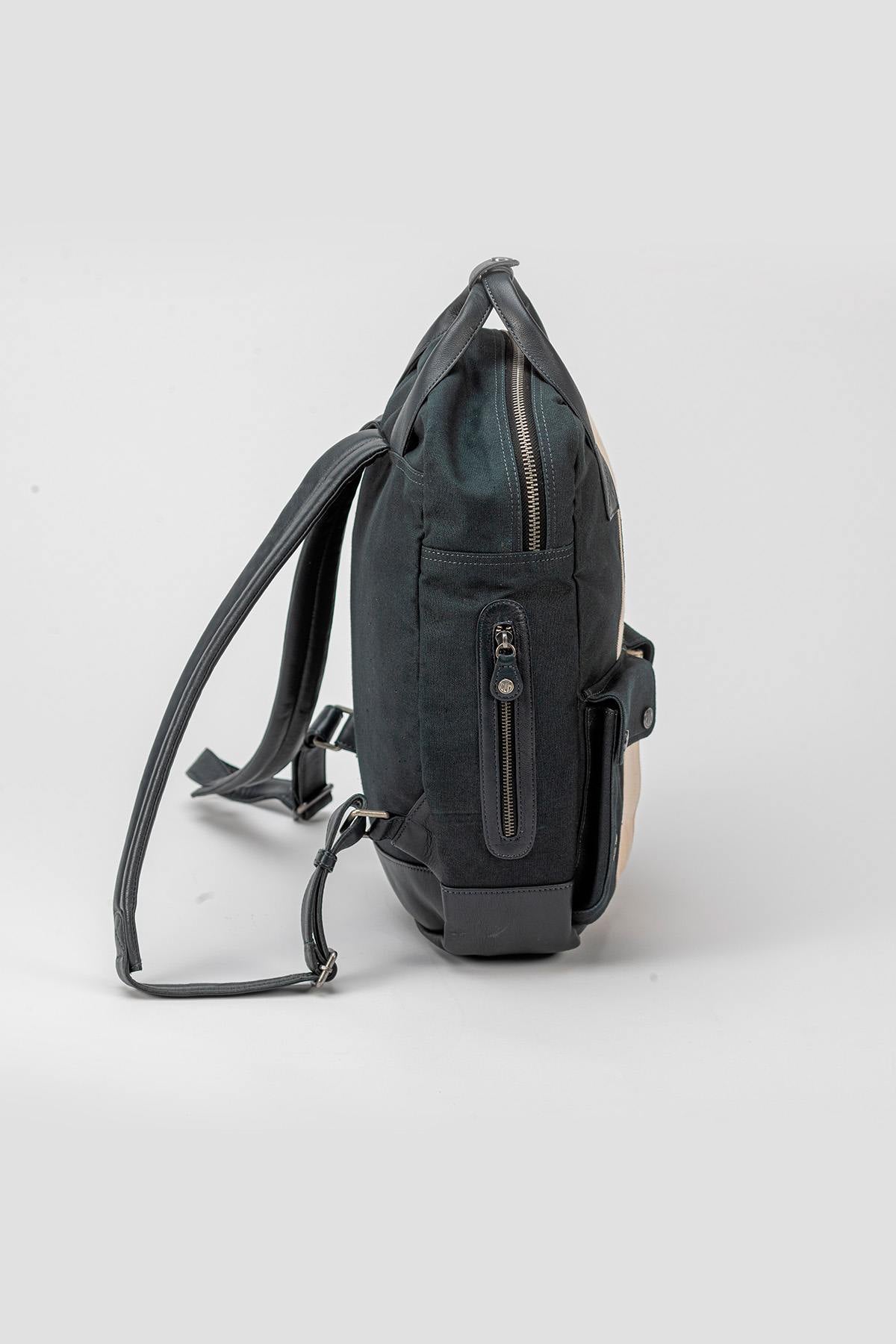 Shelby navy blue canvas backpack - Image n°4