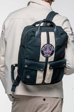 Shelby navy blue canvas backpack - Image n°1