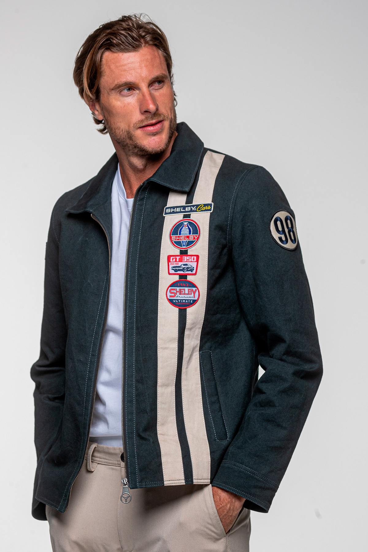 Navy blue canvas jacket with Shelby patches - Image n°3