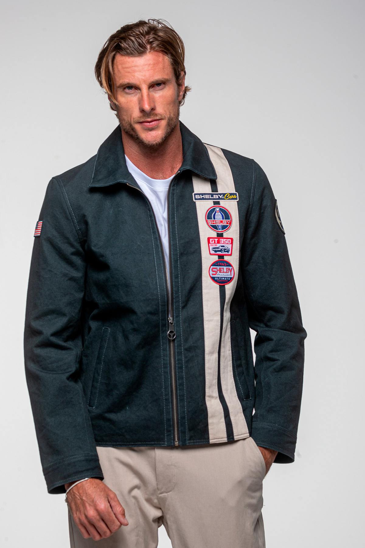 Navy blue canvas jacket with Shelby patches - Image n°5