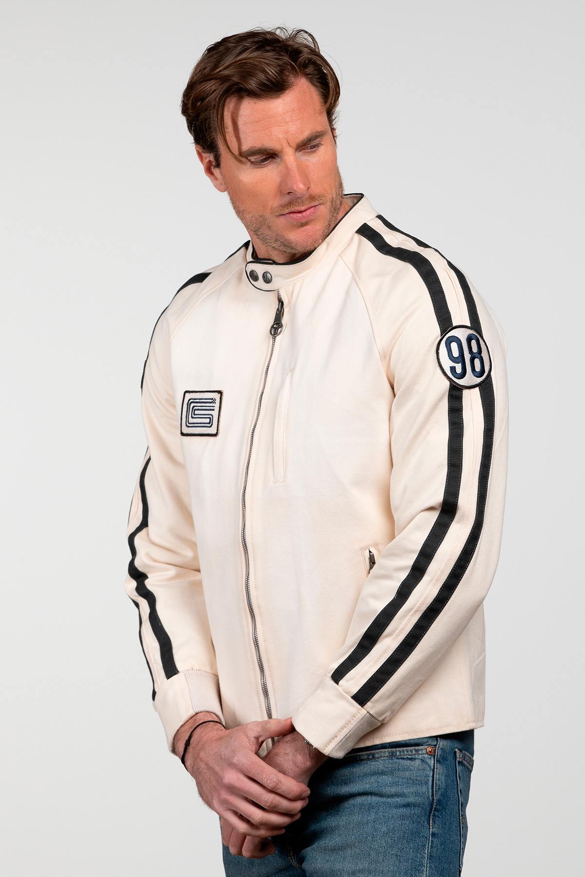 Shelby ecru canvas biker-collar jacket - Image n°5