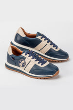 Shelby navy blue leather sneakers - Image n°1