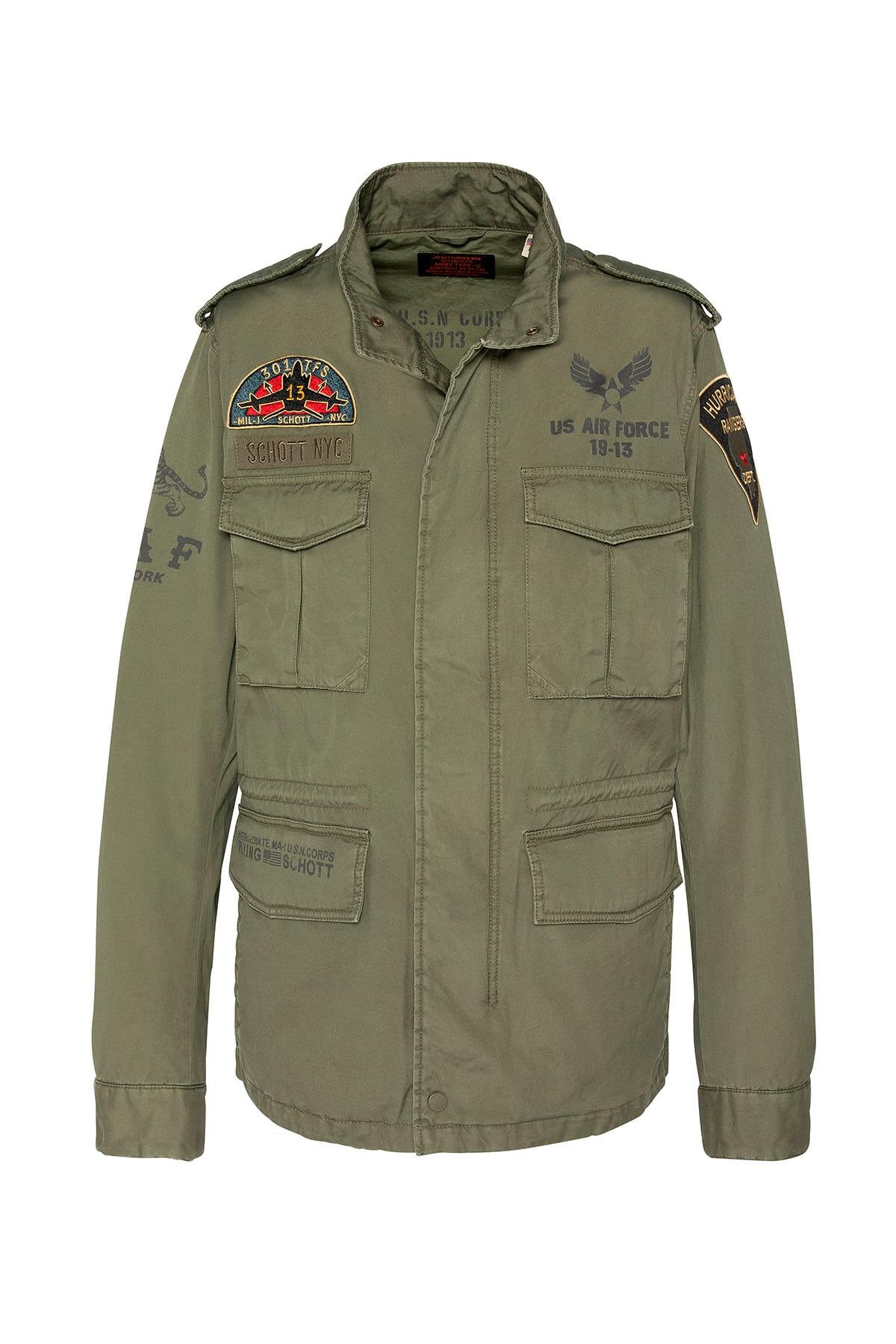 Military-style khaki textile jacket - Image n°1