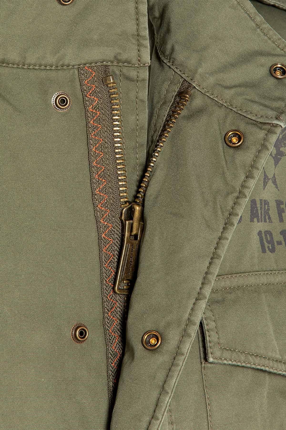 Military-style khaki textile jacket - Image n°9