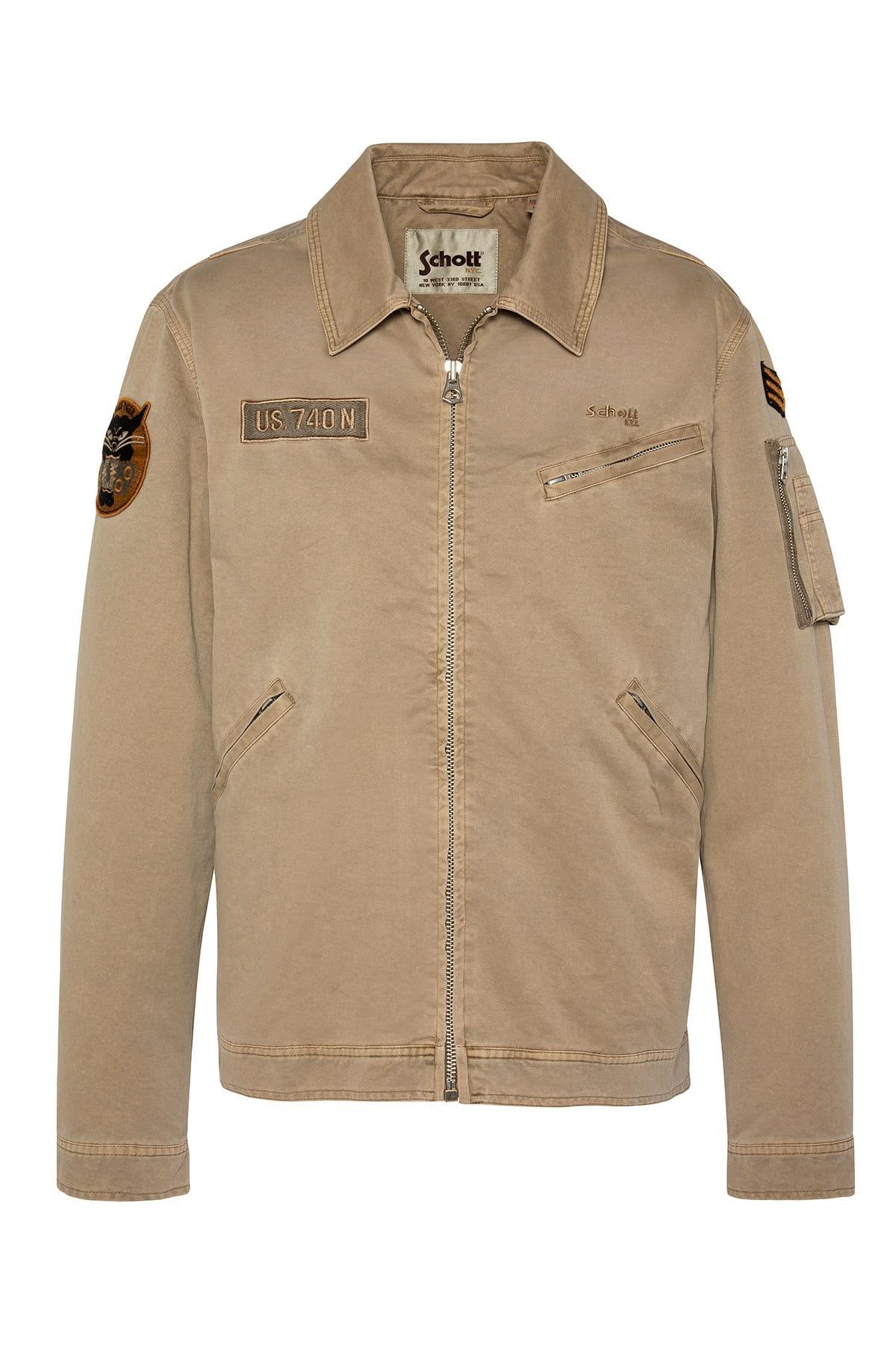 Taupe military-style textile jacket - Image n°1