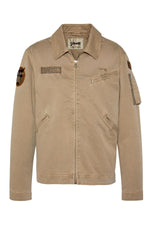 Taupe military-style textile jacket - Image n°1