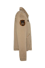 Taupe military-style textile jacket - Image n°4