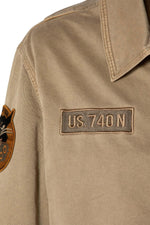 Taupe military-style textile jacket - Image n°9