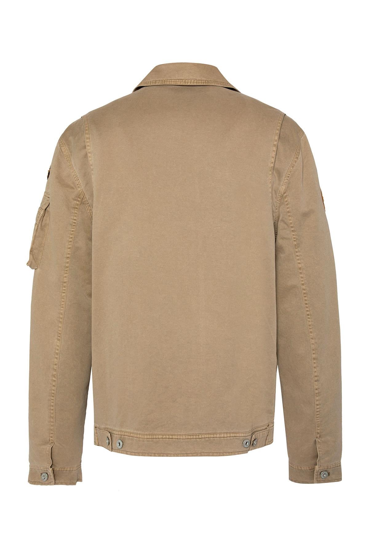 Taupe military-style textile jacket - Image n°2