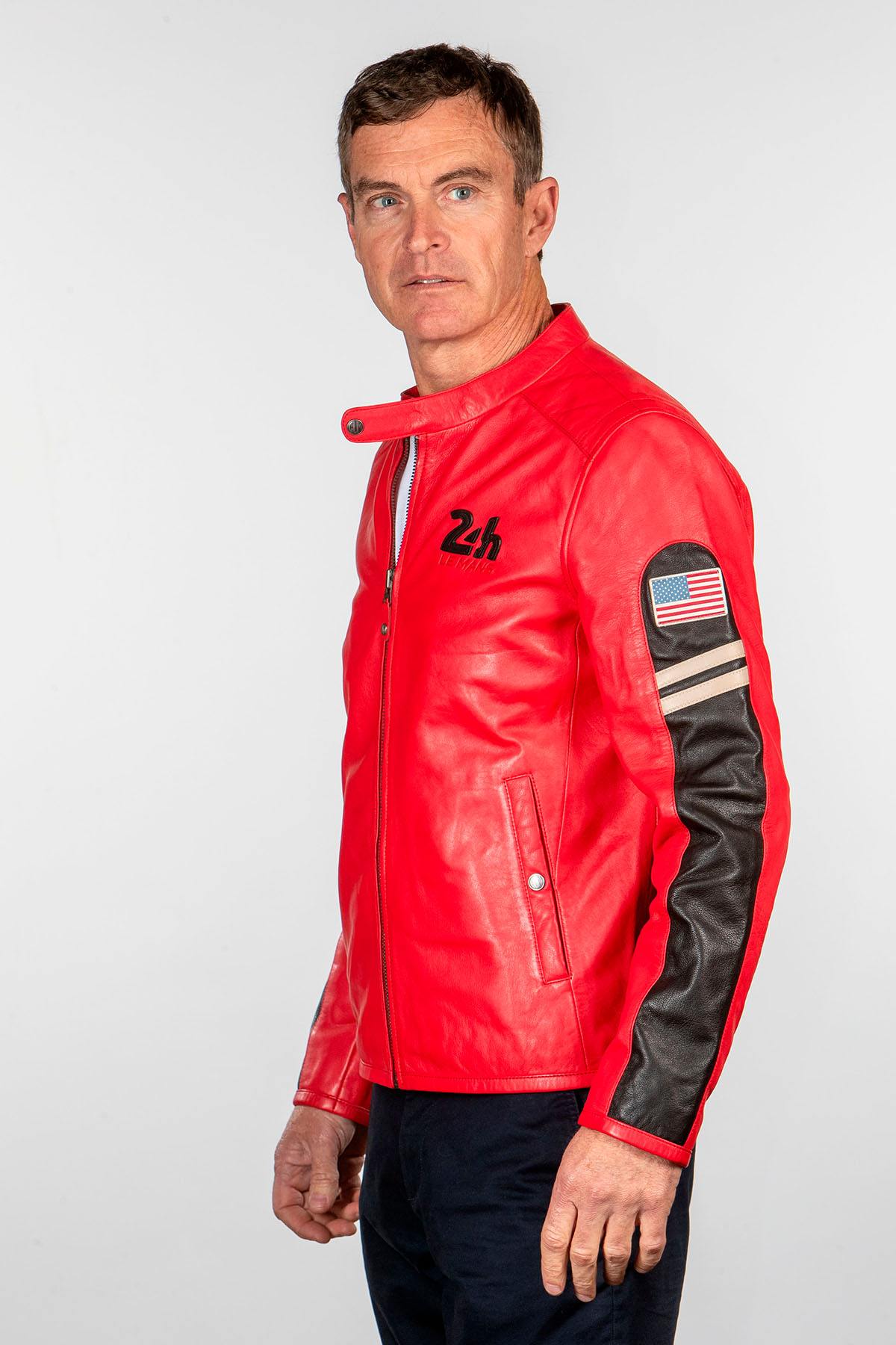 Red Steve McQueen leather jacket - Image n°4