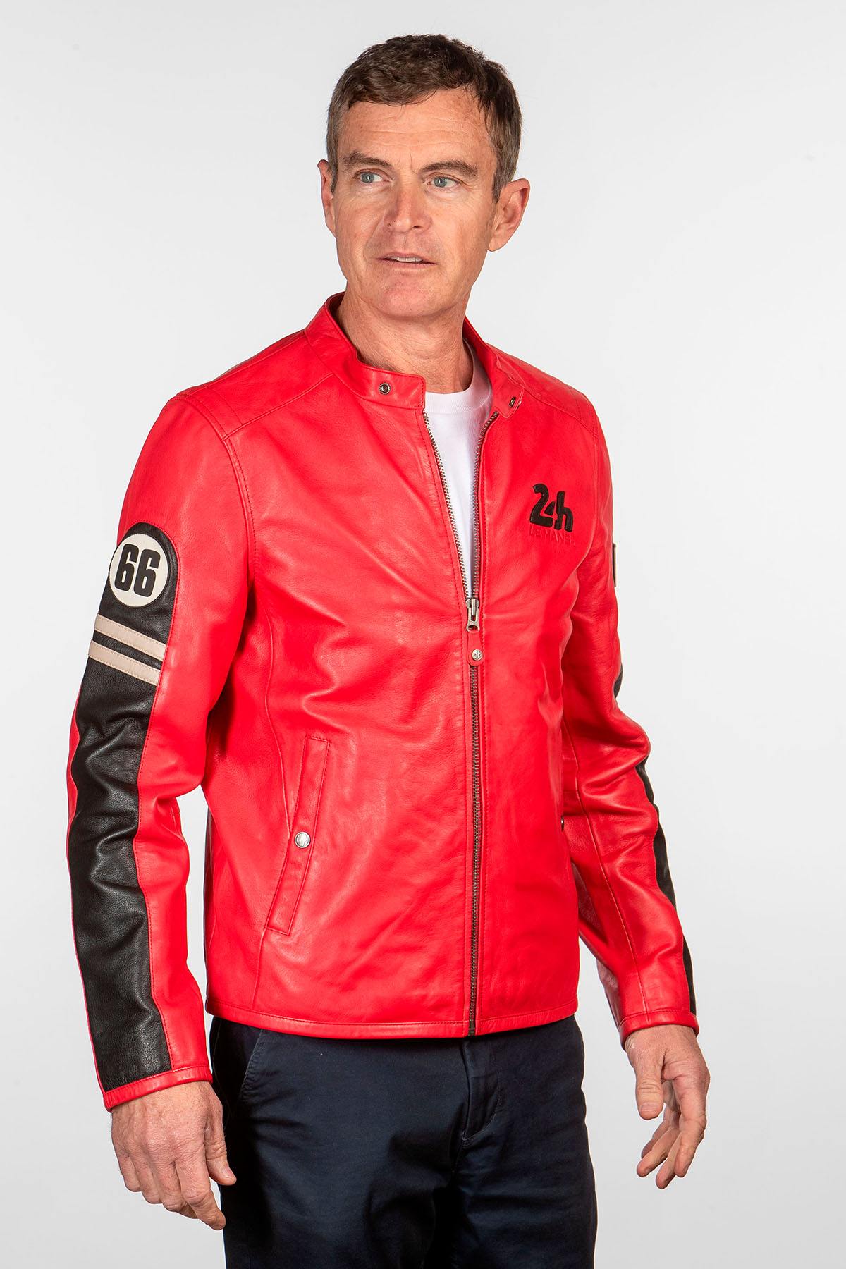 Red Steve McQueen leather jacket - Image n°5