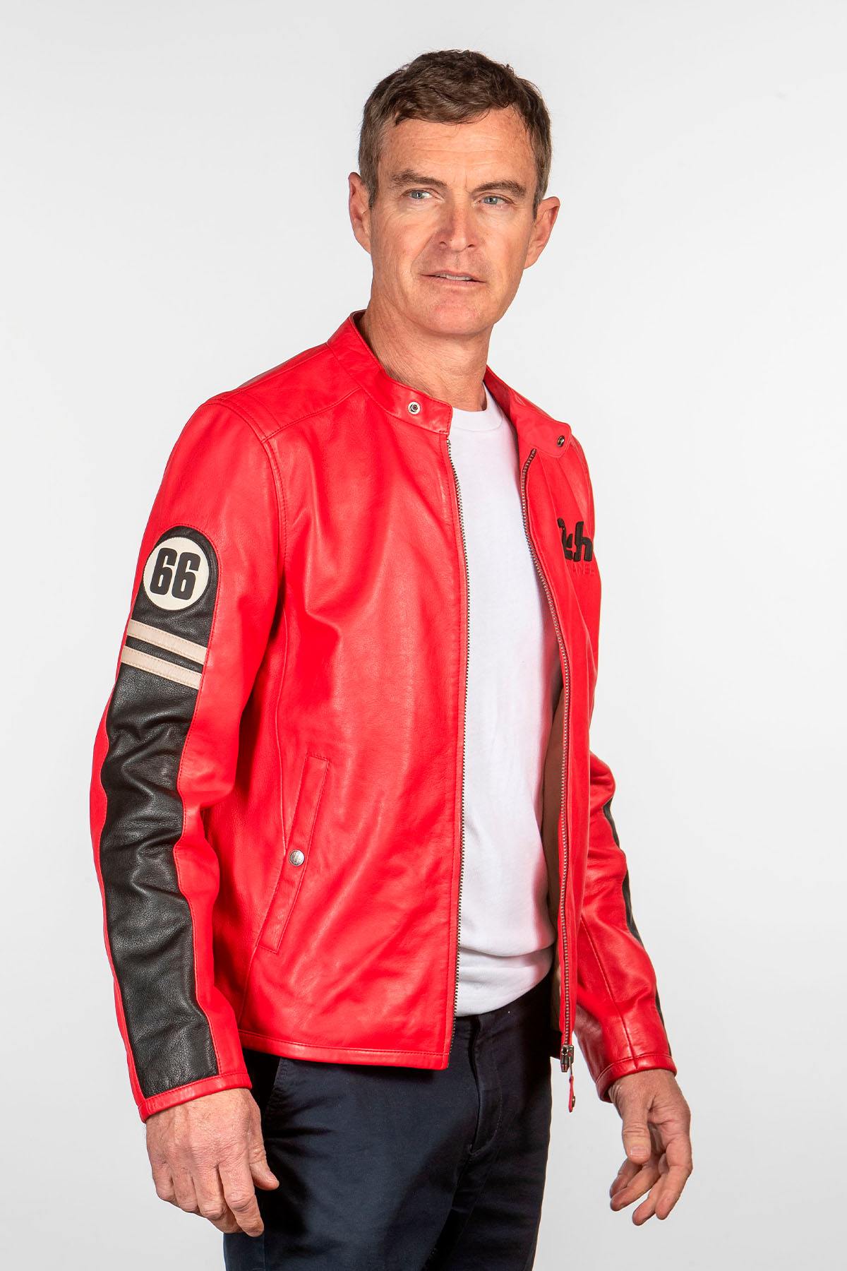 Red Steve McQueen leather jacket - Image n°2