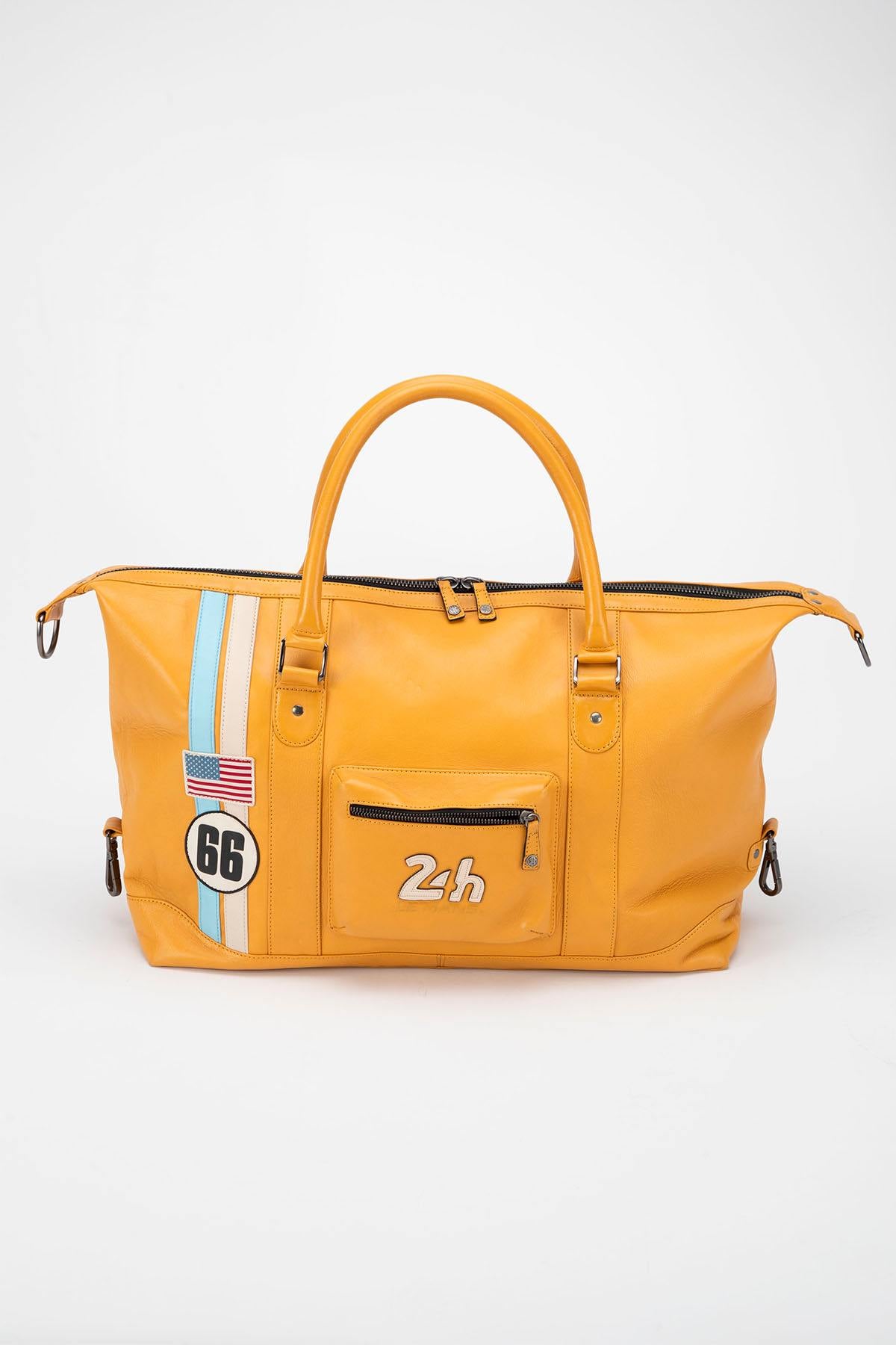 48-hour travel bag in honey yellow leather - Image n°1