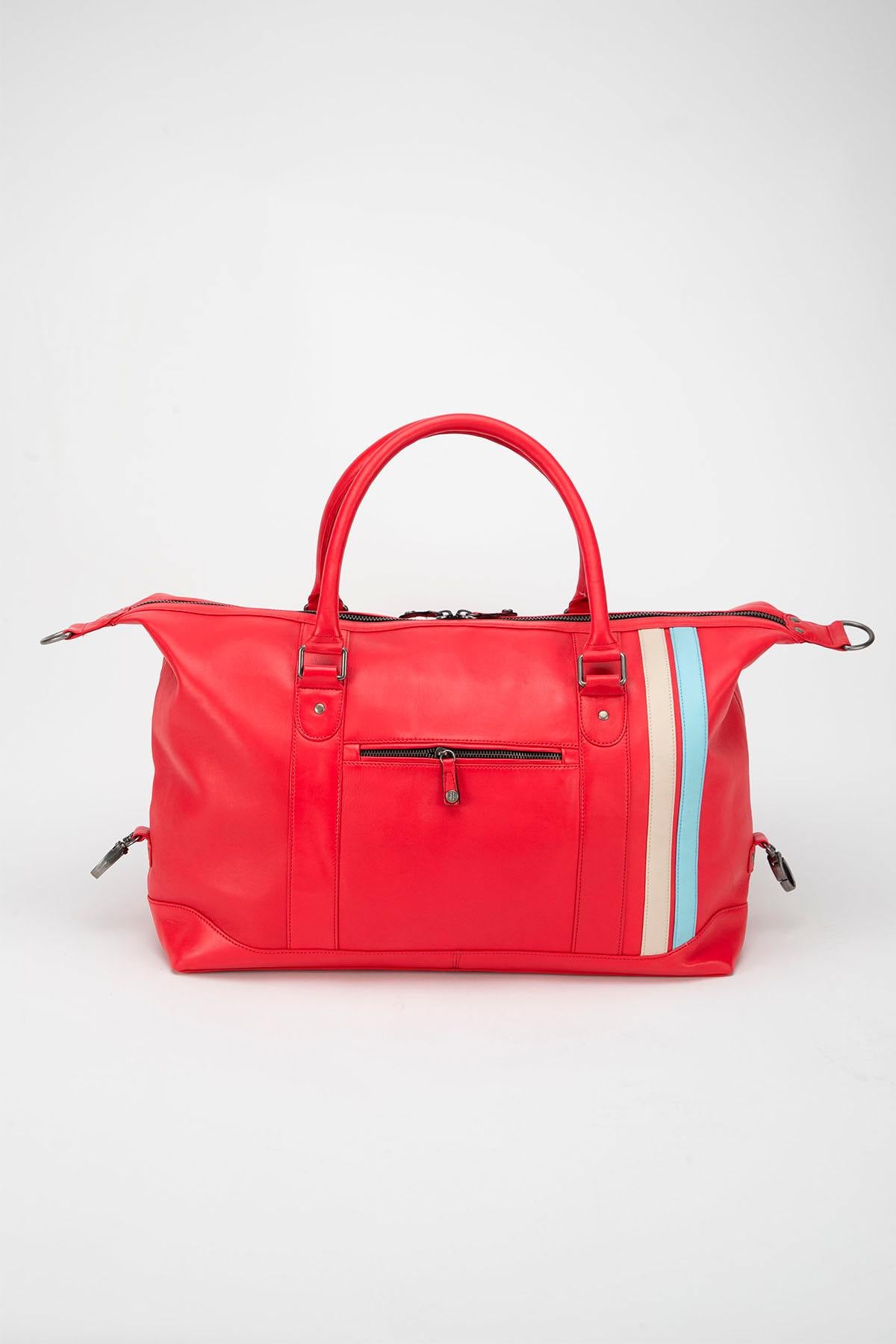 48-hour travel bag in red leather - Image n°2