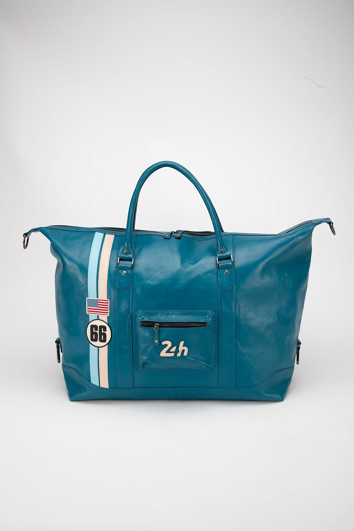 72-hour travel bag in blue mallard leather - Image n°1