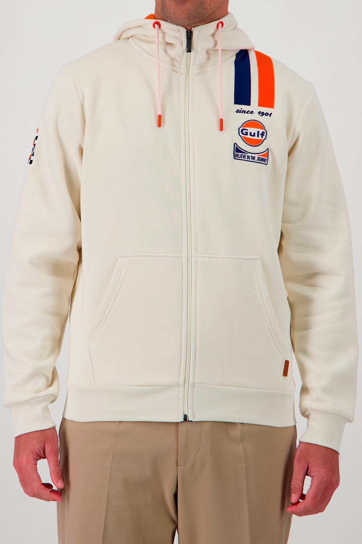 Light blue Gulf racing zip-up hoodie - Image n°1