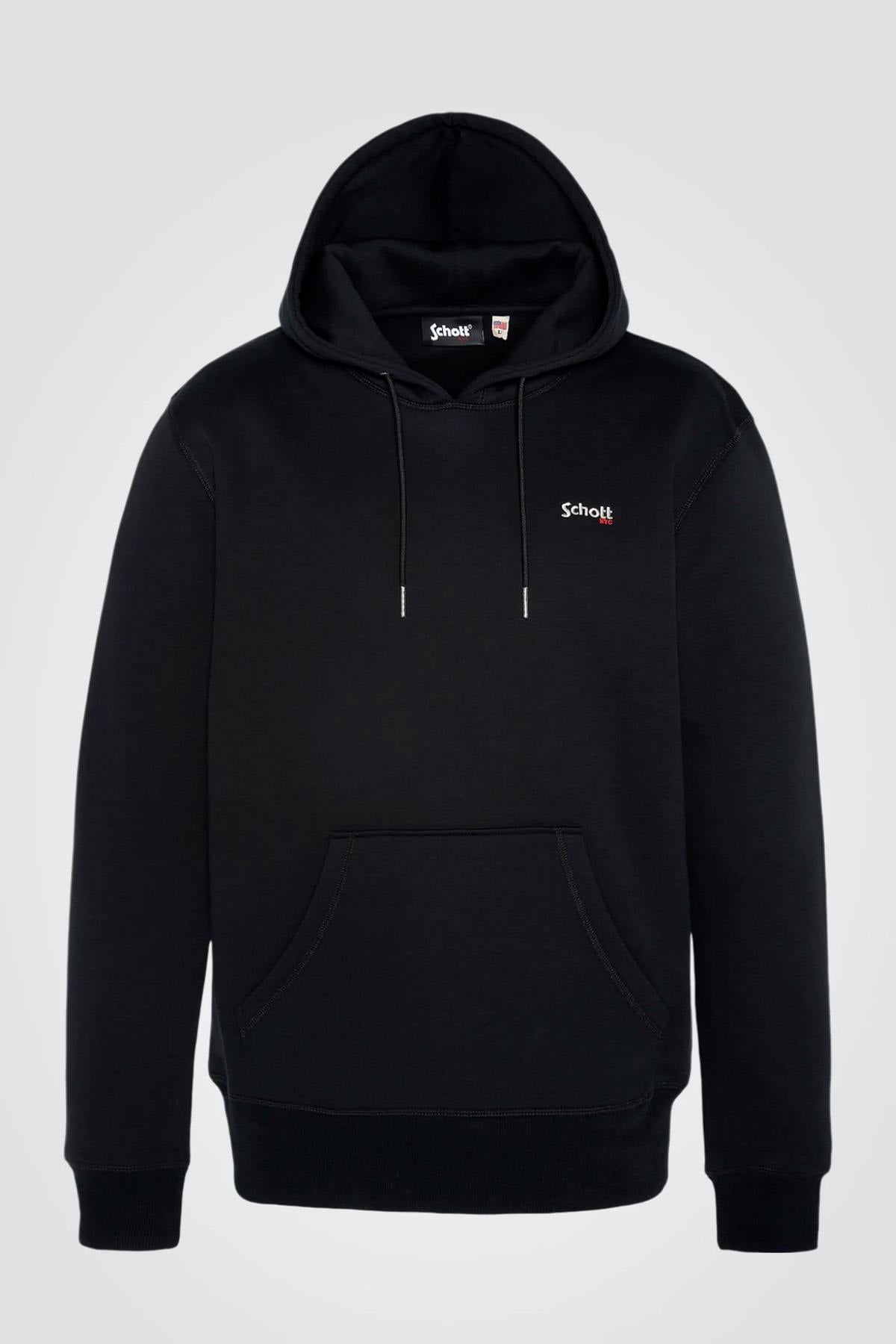 Black hooded sweatshirt with embroidered logo - Image n°1