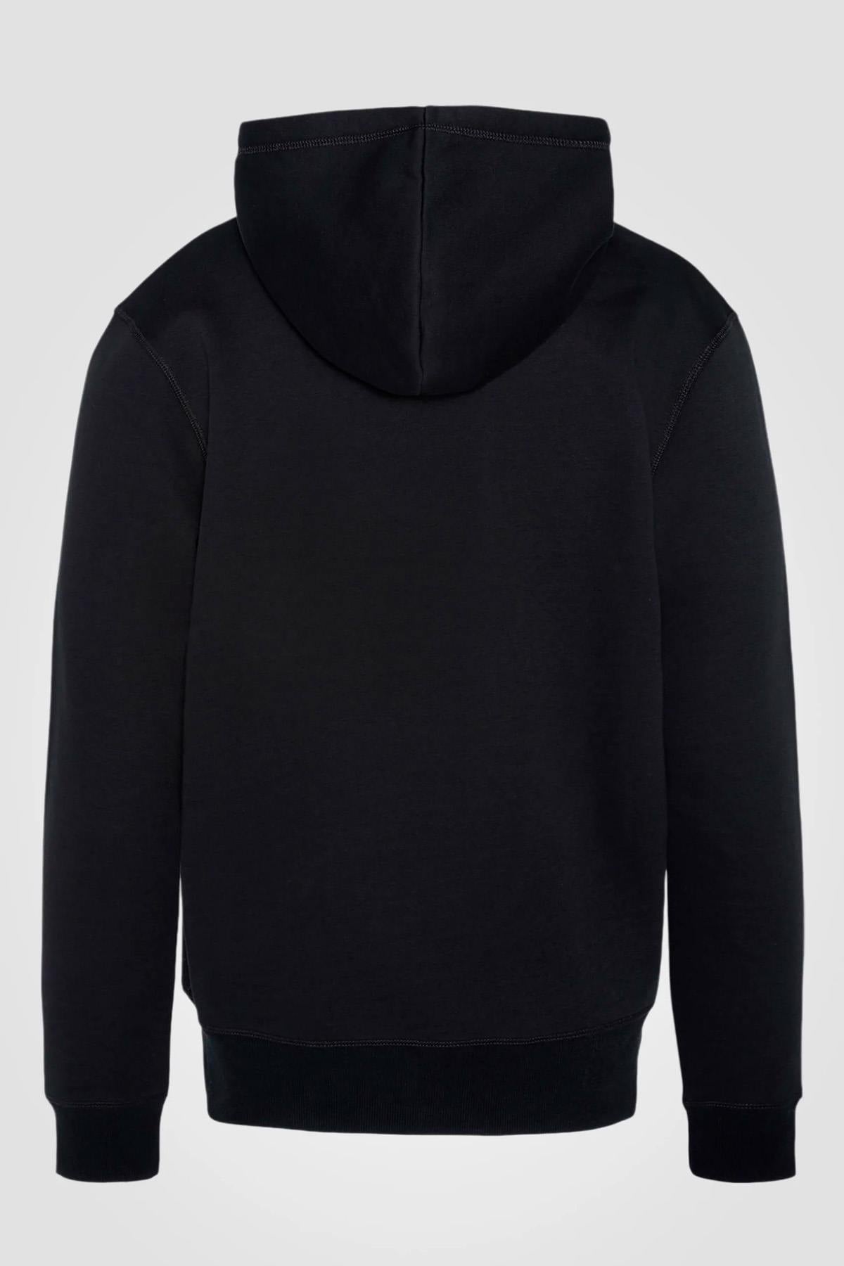 Black hooded sweatshirt with embroidered logo - Image n°2