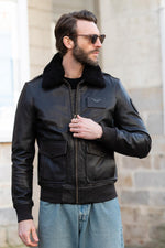 Patrouille de France brown leather aviator jacket - Image n°2