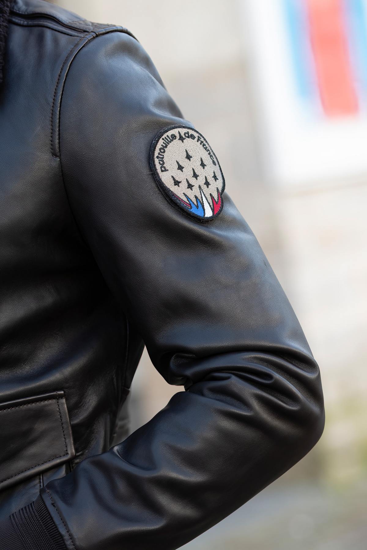 Patrouille de France brown leather aviator jacket - Image n°6