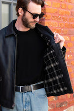 Black cowhide leather shirt-collar jacket, Made in USA - Image n°6
