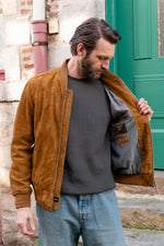 Cognac-colored suede teddy bear - Image n°3