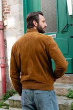 Cognac-colored suede teddy bear - Image n°2