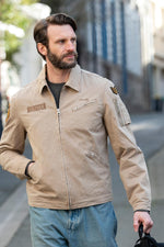 Taupe military-style textile jacket - Image n°2