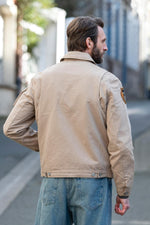 Taupe military-style textile jacket - Image n°3