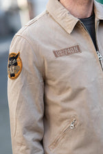 Taupe military-style textile jacket - Image n°4