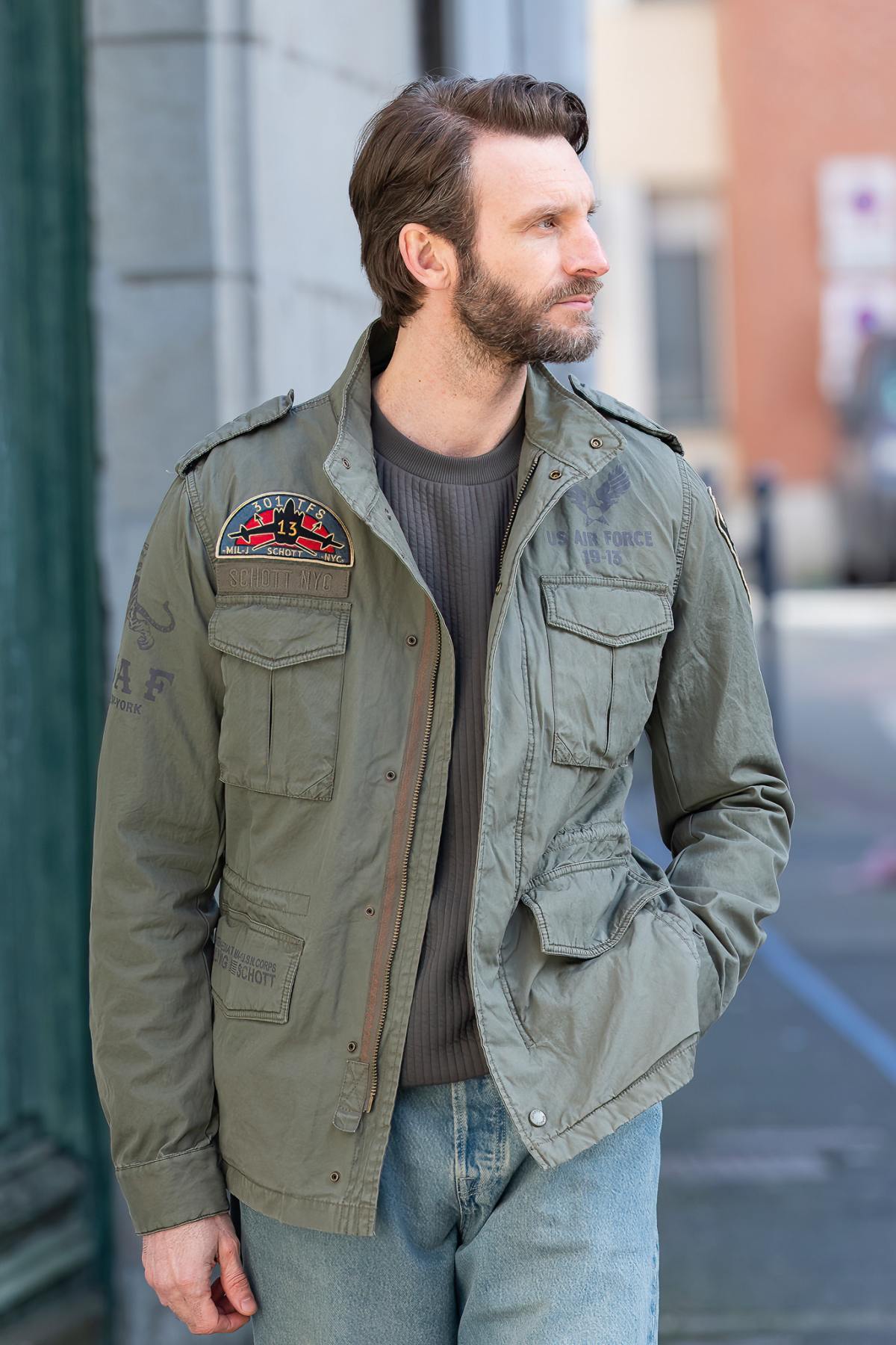 Military-style khaki textile jacket - Image n°5