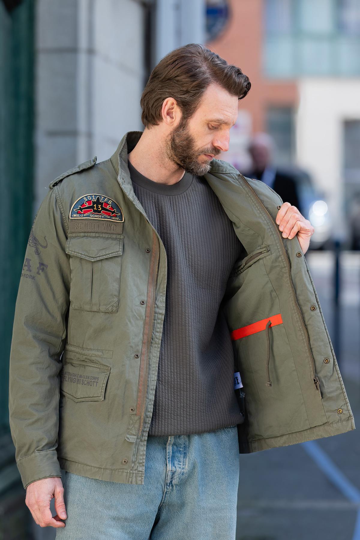 Military-style khaki textile jacket - Image n°5