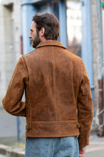 Brown oiled nubuck jacket, Made in USA - Image n°5
