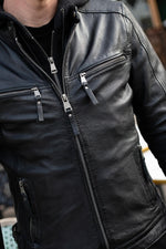 Black Leather Jacket with Hooded Skinny Fit - Image n°4