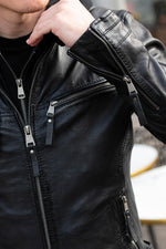 Black Leather Jacket with Hooded Skinny Fit - Image n°6