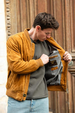 Cognac-colored suede teddy bear - Image n°7