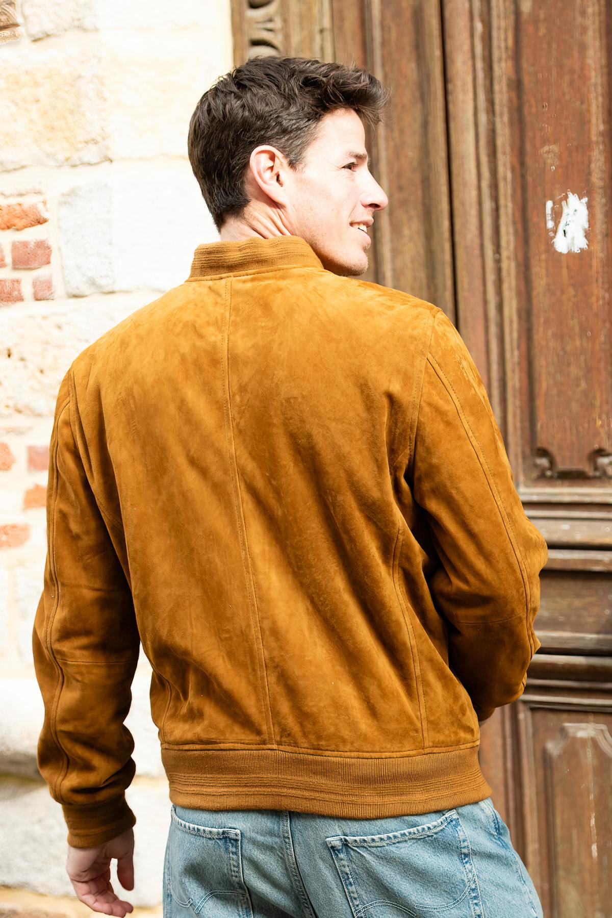 Cognac-colored suede teddy bear - Image n°8
