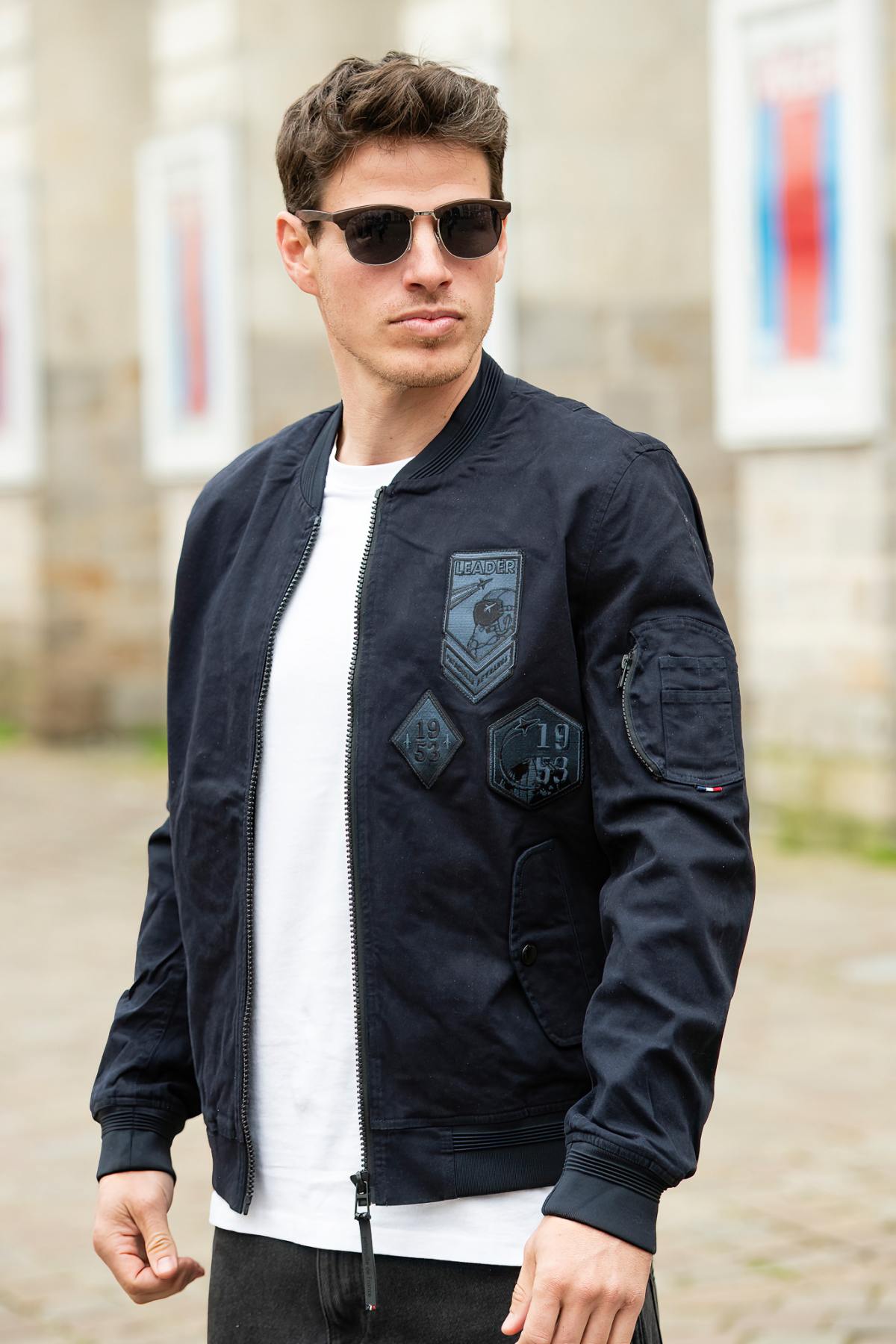 Navy blue textile jacket with Patrouille de France patches - Image n°7
