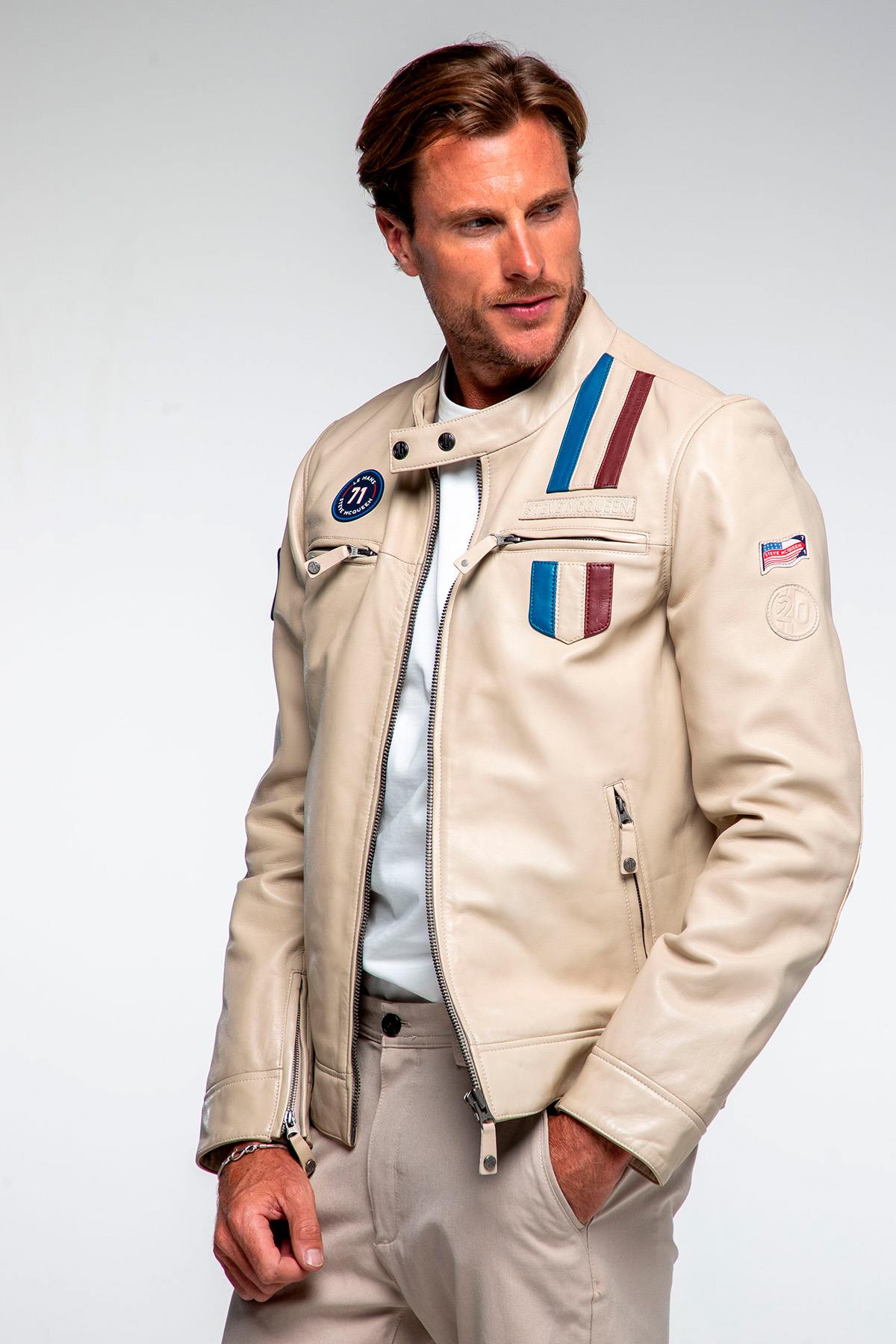 Ecru sheepskin jacket: Le Mans legacy in a refined, timeless design. - Image n°5