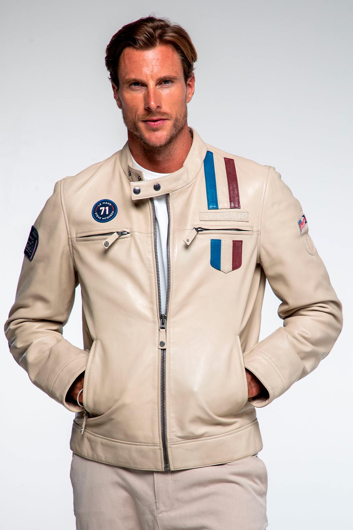 Ecru sheepskin jacket: Le Mans legacy in a refined, timeless design. - Image n°2