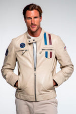 Ecru sheepskin jacket: Le Mans legacy in a refined, timeless design. - Image n°2